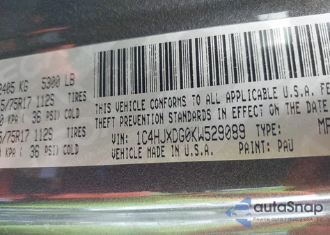 2019 Jeep Wrangler Unlimited Sport S 4X4 z USA, uszkodzony, nr VIN 1C4HJXDG0KW529089